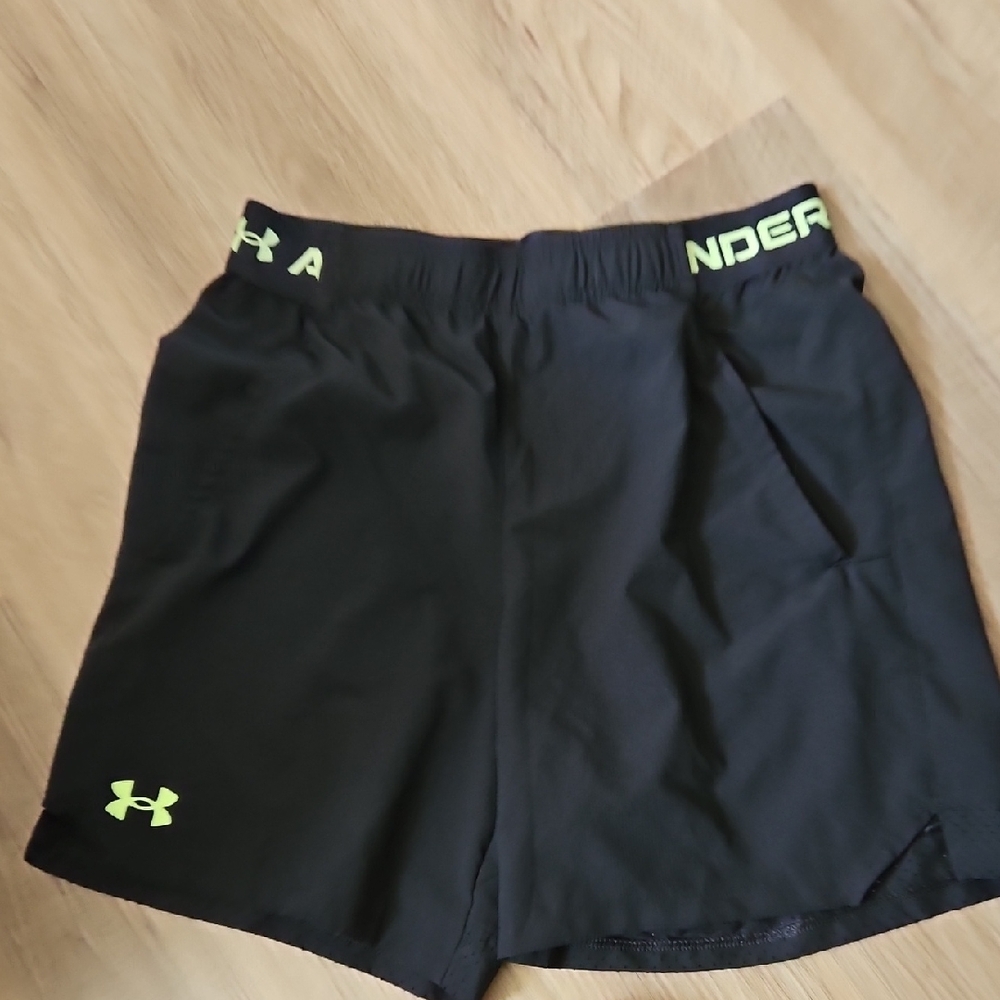 Under Armour Black Shorts with Bright Green Details